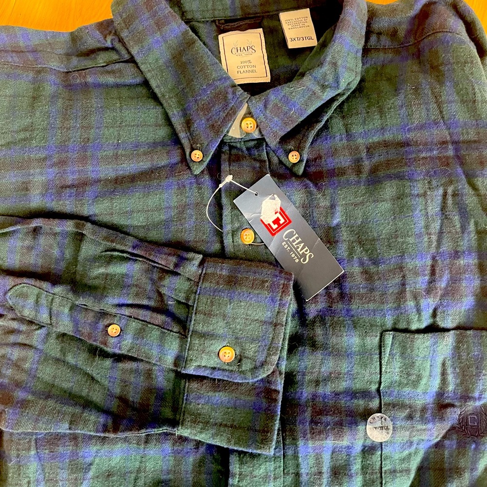 Chaps by Ralph Lauren flannel plaid shirt mens 3xlt new